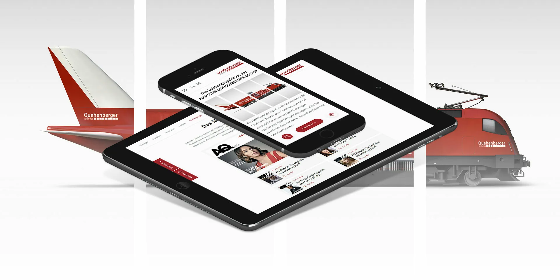 Bilder der neuen Quehenberger-Website inklusive Garfik.
